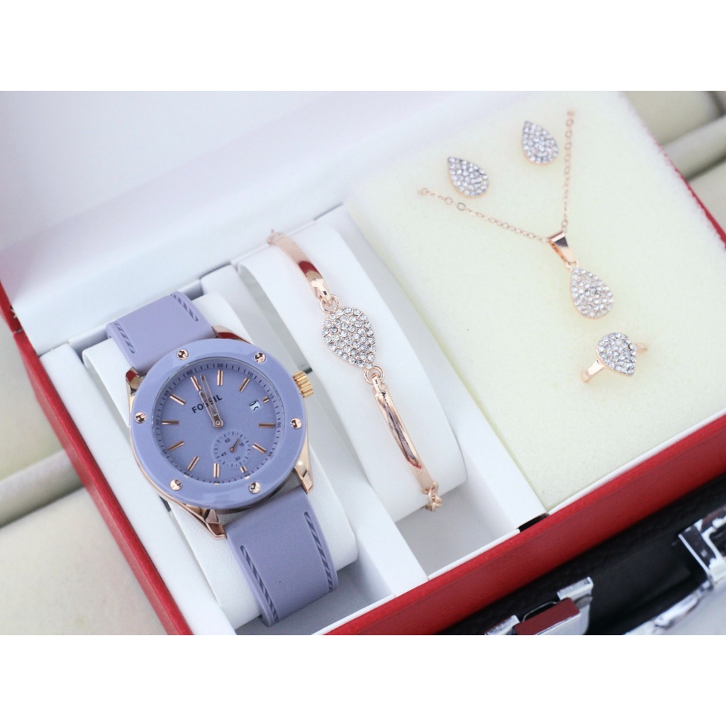 JAM TANGAN WANITA FOSS1L SECOND AKTIF 1 SET ACC DM:3,5CM