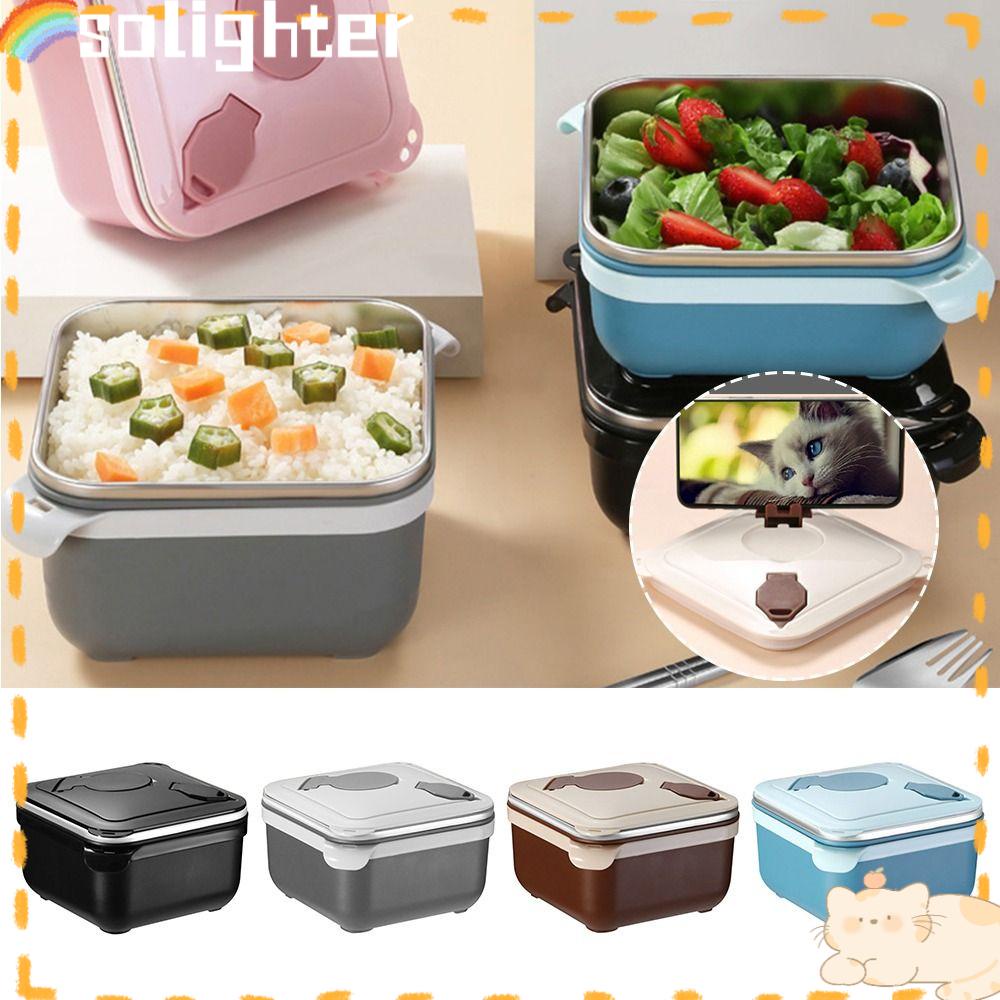 Solighter Lunch Box Portable304 Stainless Steel Untuk Pelajar Pekerja Kantor Mangkuk Mie Instan