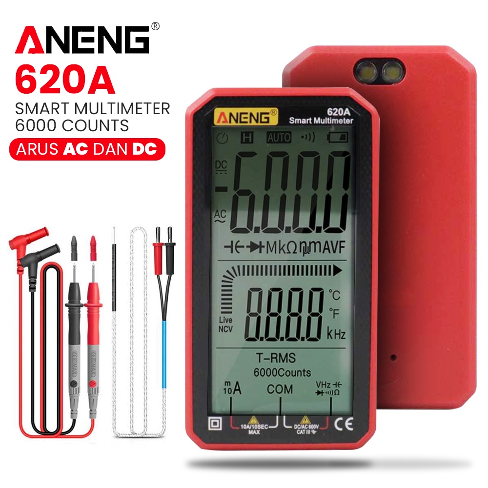 ANENG Digital Smart Multimeter Voltage Tester - 620A - Red