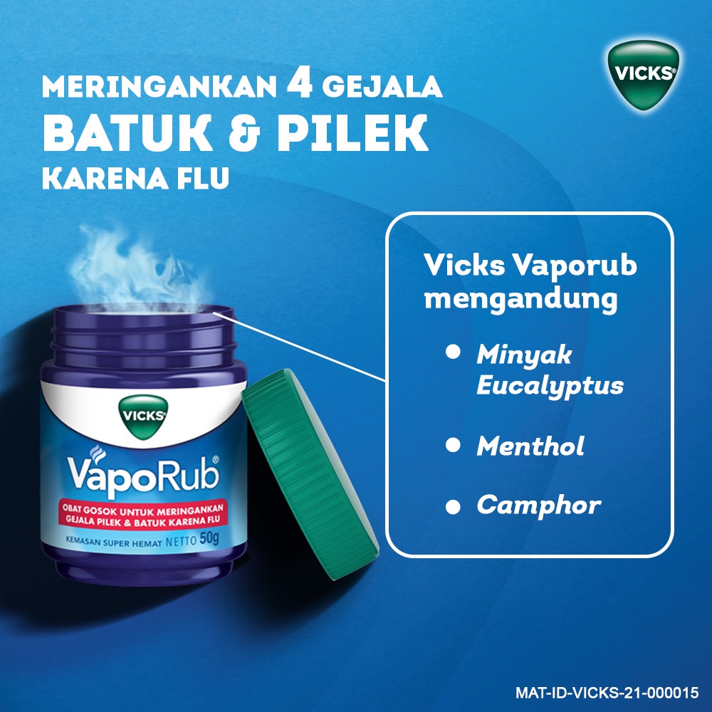 VICKS VAPORUB BALSEM [ 10 G ] OBAT GOSOK MINYAK EUCALYPTUS MENTHOL CAMPHOR MERINGANKAN GEJALA MASUK ANGIN BATUK PILEK HIDUNG TERSUMBAT BADAN PEGAL KARENA FLU BALSAM