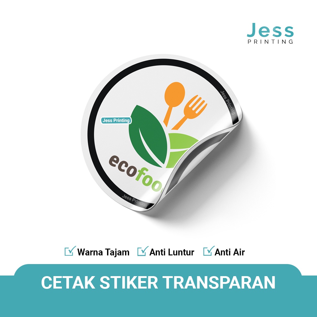 

Cetak Stiker Label Bening Transparan Anti Air Plus Cutting Bahan Vinyl