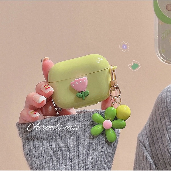 Case airpods flower green untuk airpods gen 1/2 airpods pro airpods 3