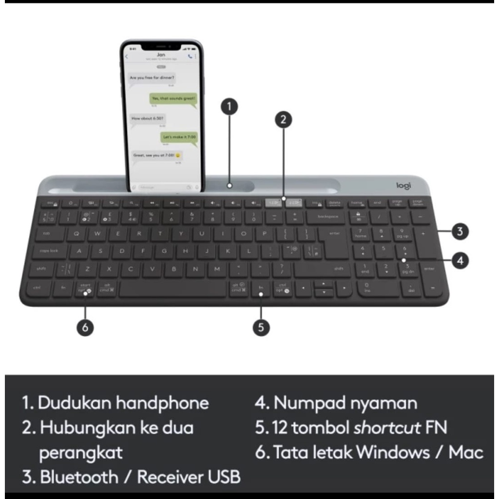 Logitech K580 Keyboard Slim MultiDevice Wireless Bluetooth Unifying