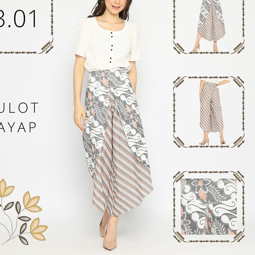 New celana Kulot sayap Lawasan Batik Celana Tumpuk Kerja Kantoran Bawahan Kebaya Sogan Genes Kasual