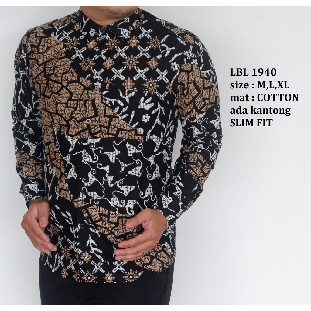 KEMEJA BATIK PRIA SLIM FIT LENGAN PANJANG BAJU BATIK PRIA LBL1940