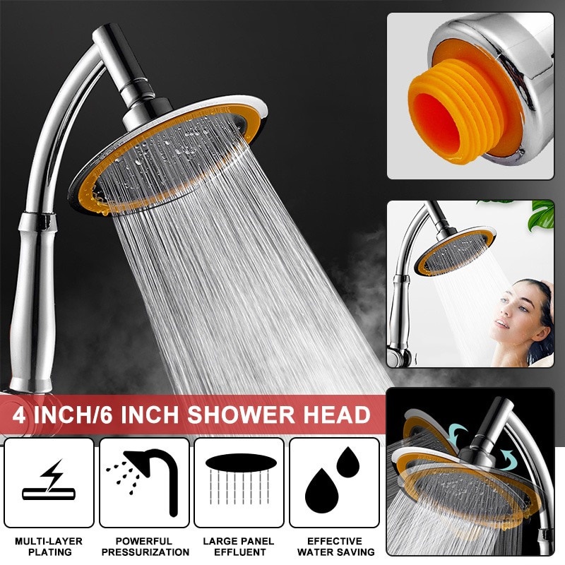 (SerbaSerbi)Kepala Shower Besar Bulat Rainfall 6&quot; Shower Tanpa Bobok