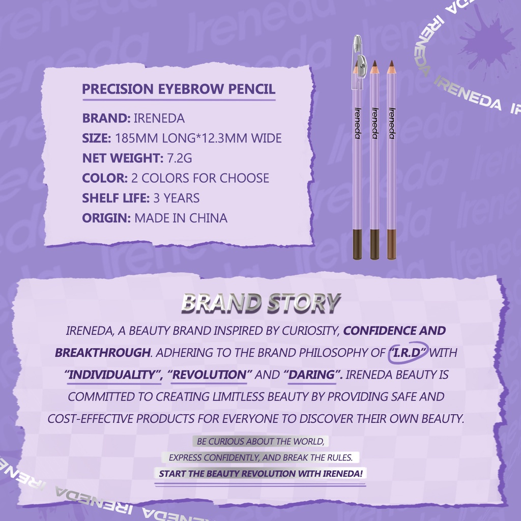 IRENEDA Precision Eyebrow Pencil Long Lasting &amp; Waterproof IR05