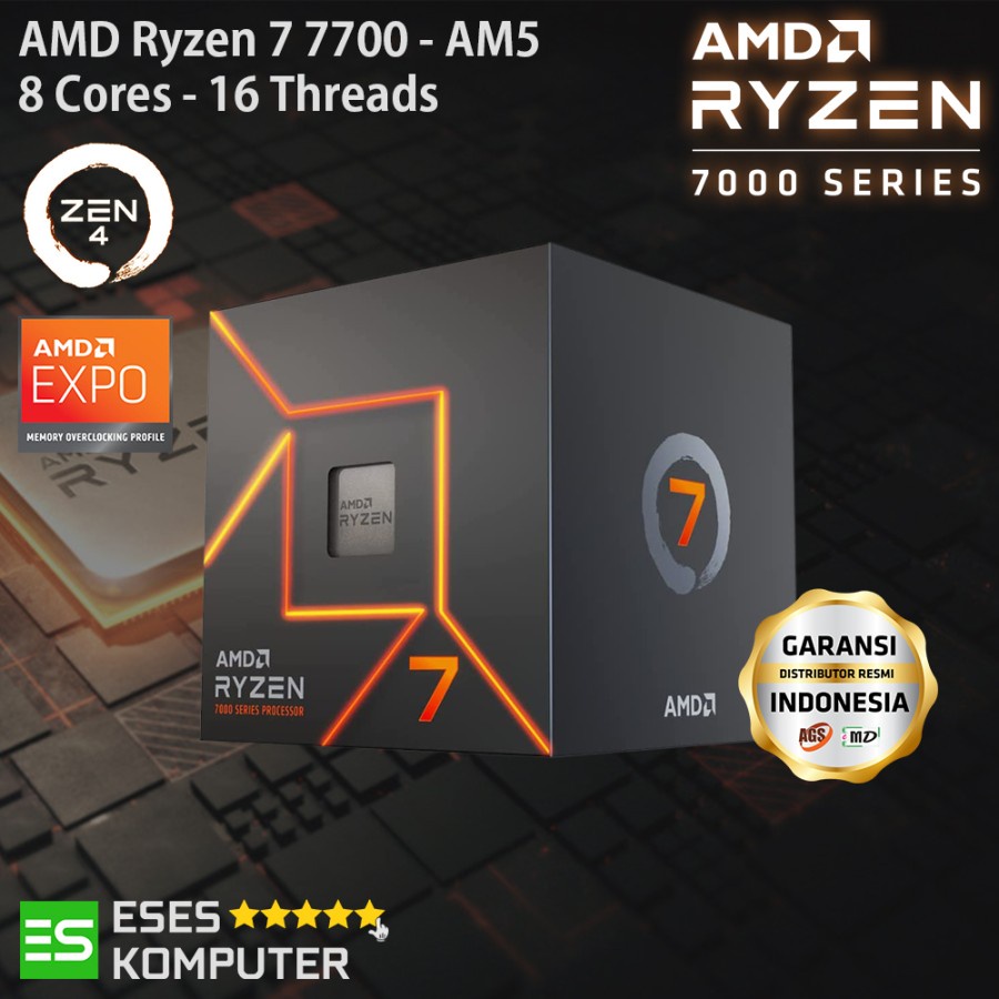 Processor AMD Ryzen 7 7700 3.8GHz Up To 5.3GHz 8-Core AM5 | Zen 4