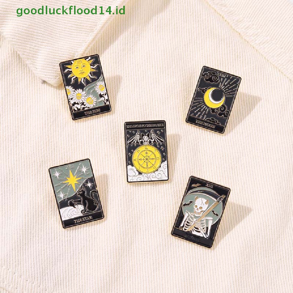 [GOOGFOUR] Kartu Tarot Enamel Pin Kerangka Kelelawar Demo Bros Ransel Lapel Pin Badge [TOP]