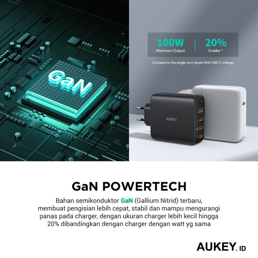 Aukey Wall Charger Omnia II Mix S 4 Port 100W PPS - 501680 - PA-B7S - Garansi Resmi 2 Tahun