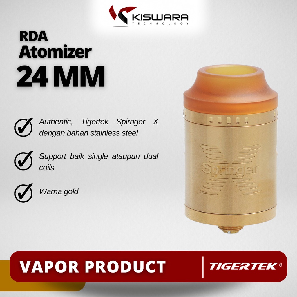 Tigertek Spirnger X 24 RDA Atomizer - GOLD [Authentic] KiswaraBandung