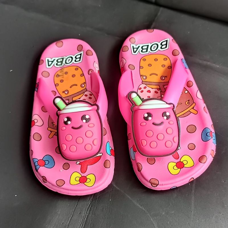 Sandal boba anak perempuan terbaru Sandal import trendy anak wanita Sendal boba lucu viral