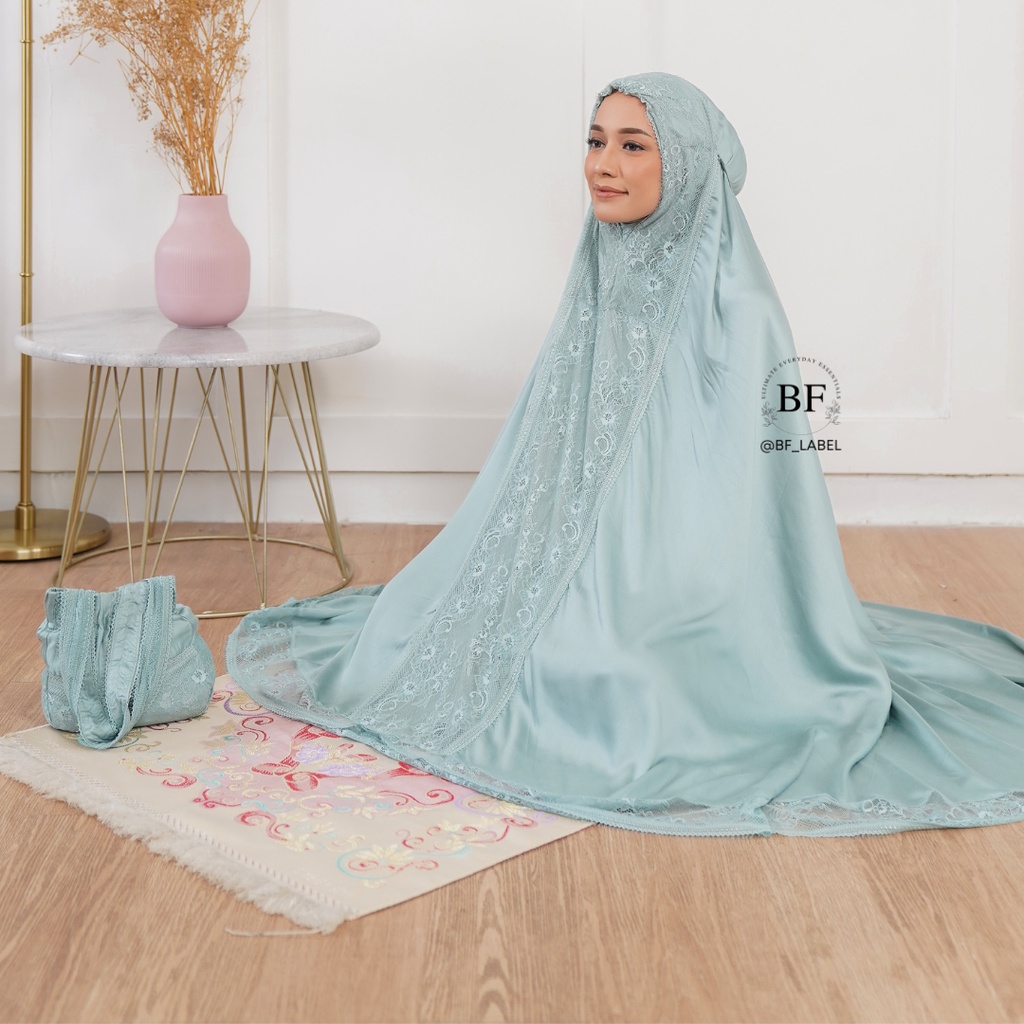 BF Label - AGHNIA Prayer Set | Mukena Silk Renda Otte Official premium rayon silk lebaran idul fitri