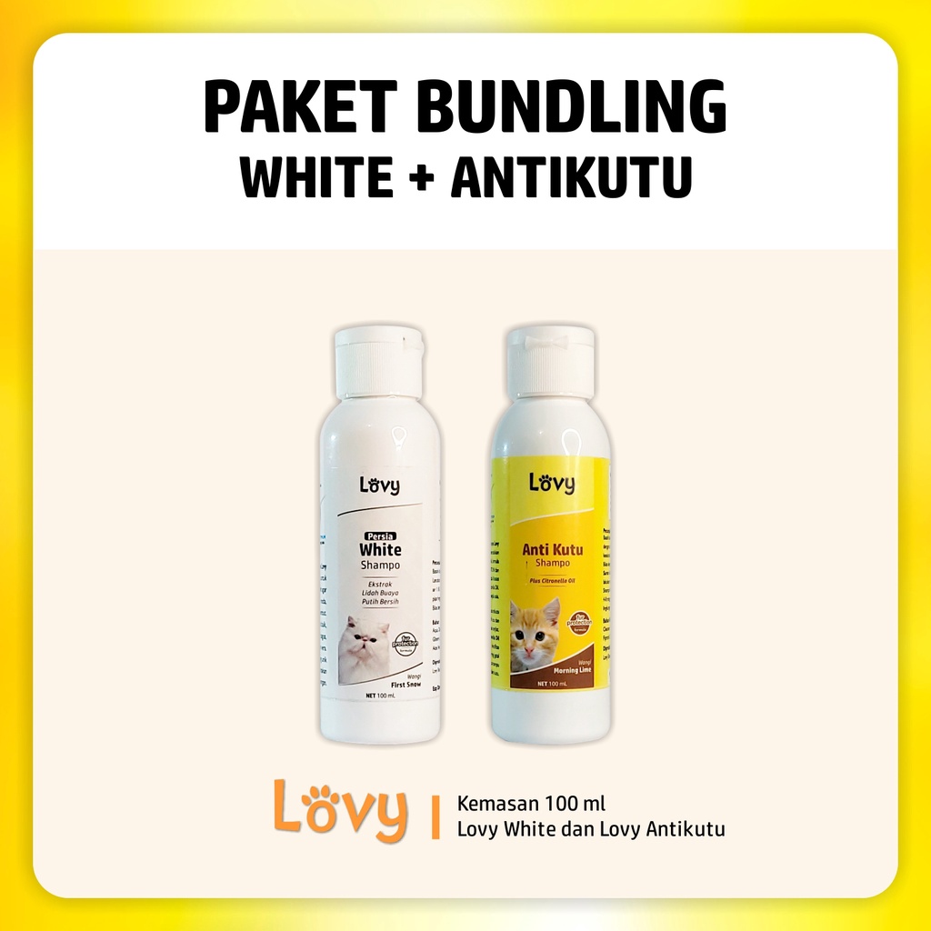 Shampo Sampo Kucing Lovy | WHITE &amp; ANTIKUTU | PAKET D