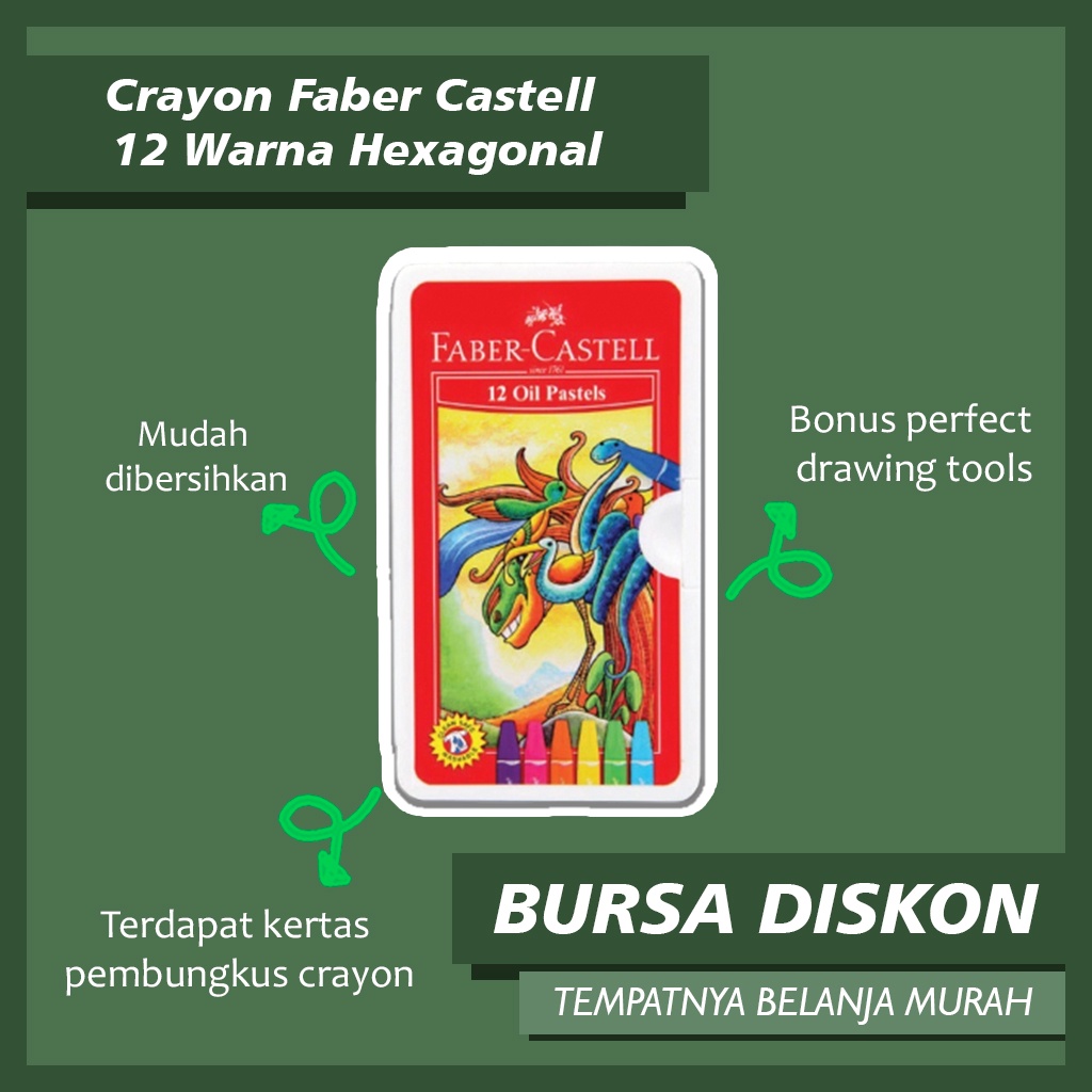 

Crayon Faber Castell 12 Warna Hexagonal Oil Faber-Castell Krayon Color