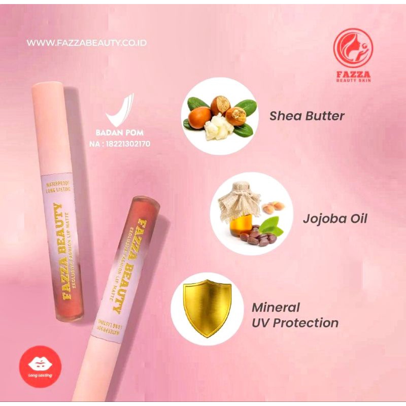 LIPMATTE FAZZA LIPSTICK MATTE CANTIK LEMBUT TAHAN LAMA - WARNA NYA KEREN KA DAN LEMBUT BANGET AWET DI BIBIR