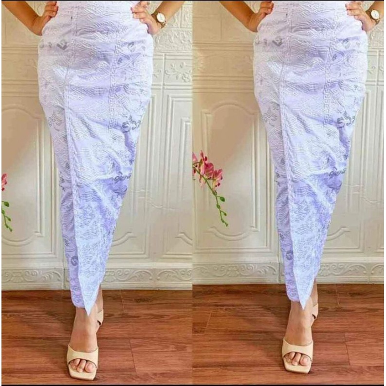 KAMEN JADI SONGKET BORDIR STRAIT PUTIH