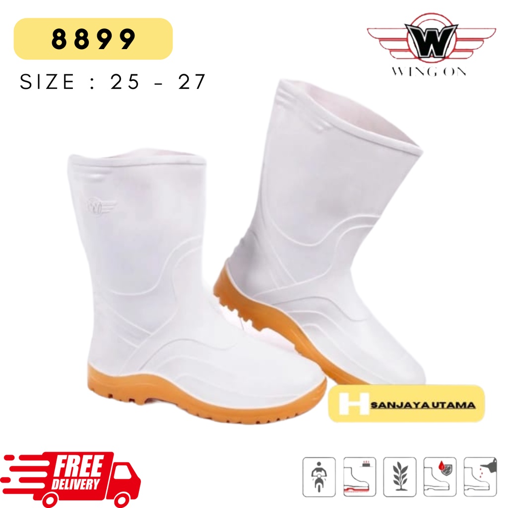 Sepatu APD Boots Sepatu Proyek Karet Pria WingOn 8899 Putih