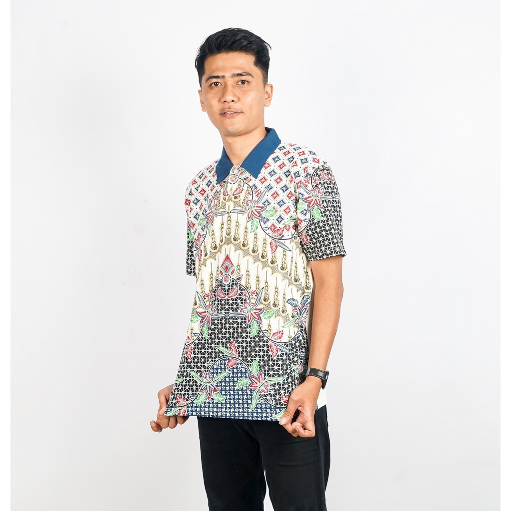 KLAMBEN Kaos Kerah Pria Casual Jumbo Batik Pager Sari