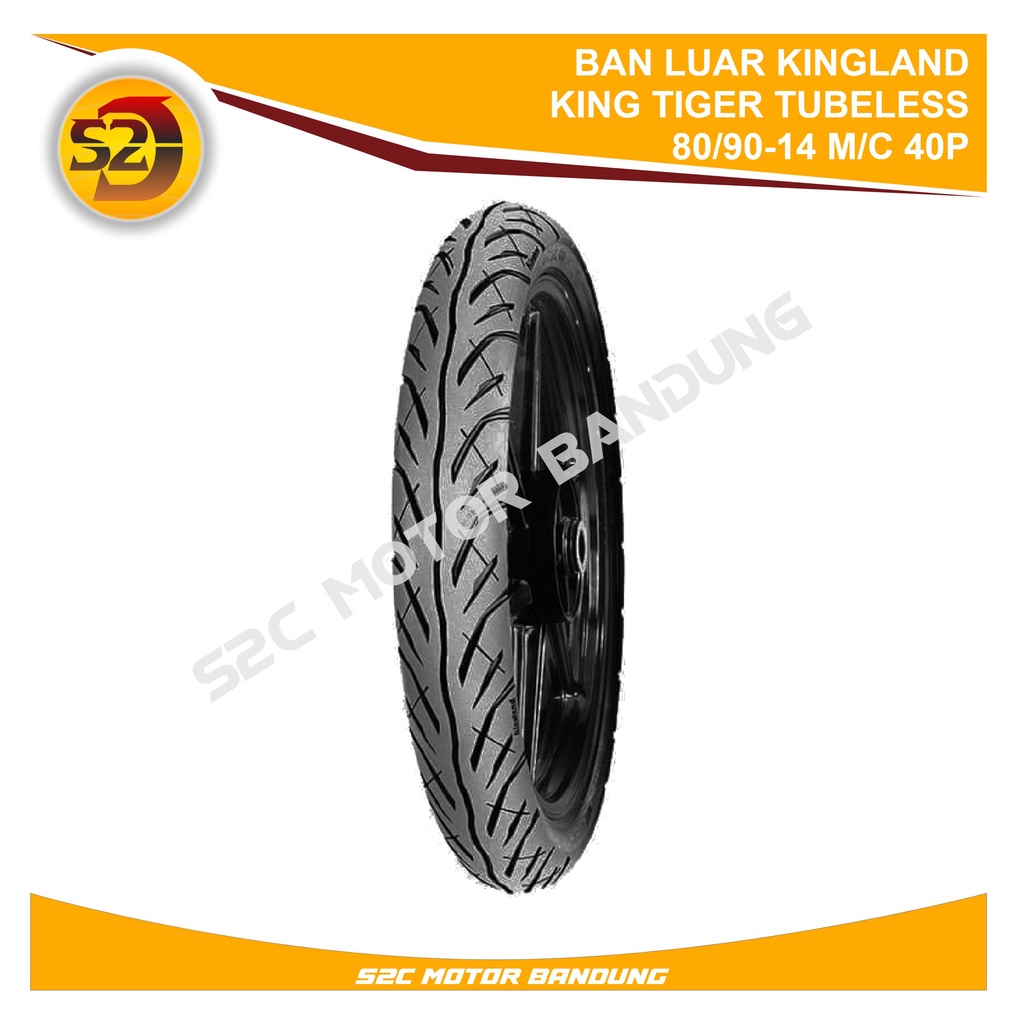 BAN LUAR KINGLAND KING TIGER TUBELESS 80/90-14 80/90 ring 14 M/C 40P 100% ORIGINAL