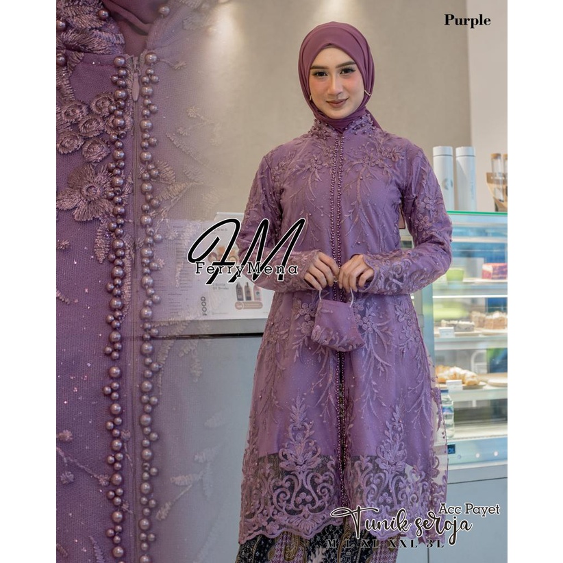 Kebaya tunik brokat seroja Kebaya tunik modern Kebaya remaja Baju akad pesta pernikahan wisuda Size M L XL XXL