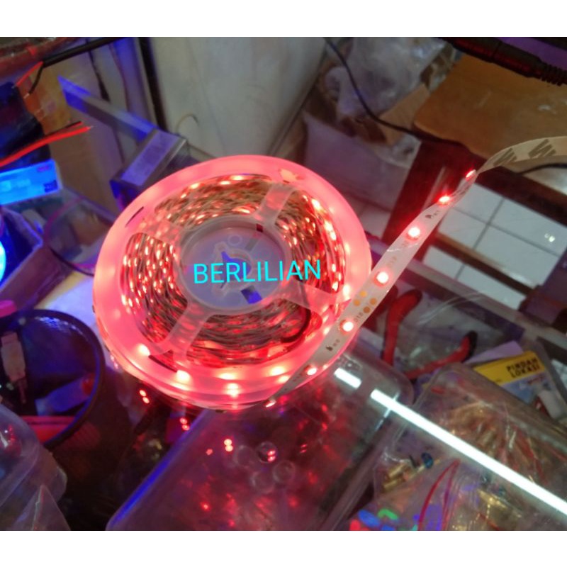 Led Strip SMD 3528 MERAH DC 12V ip33 indor 1rol panjang 5meter