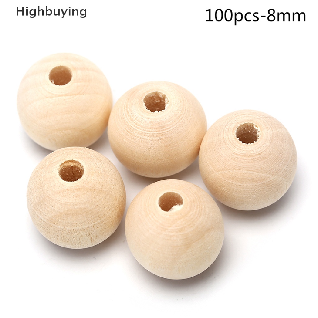 Hbid Manik-Manik Spacer Kayu Bulat Natural Uned Ball Beads DIY Craft Perhiasan Glory