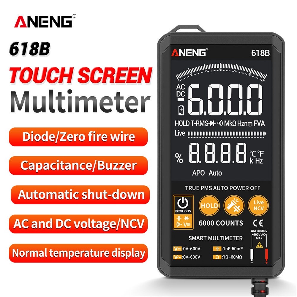 ANENG Digital Multimeter Voltage Tester - 618B - Black