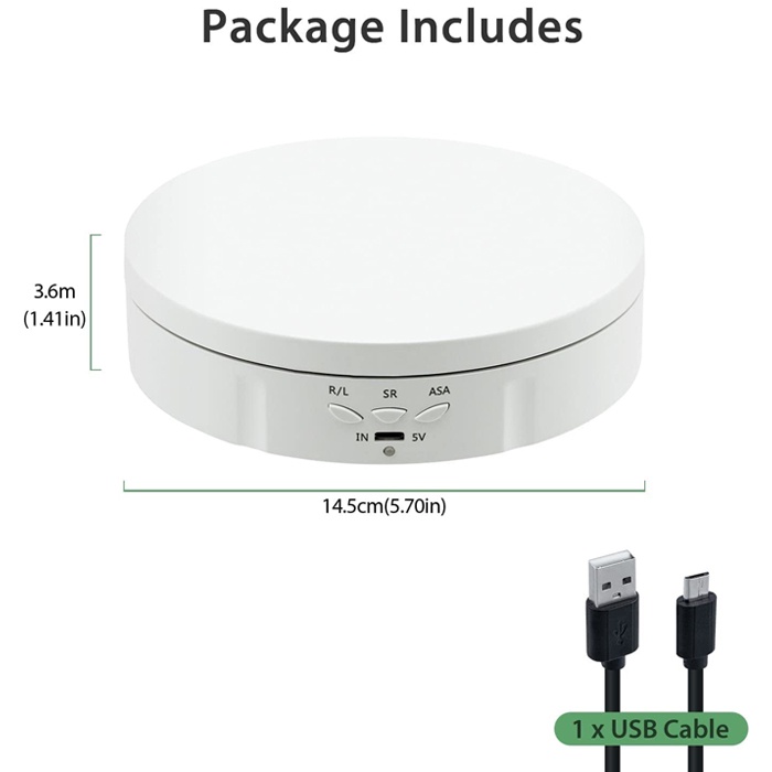 Display Otomatis Foto Produk Olshop Turntable Stand Alas Putar Fotografi dan Video USB Charge