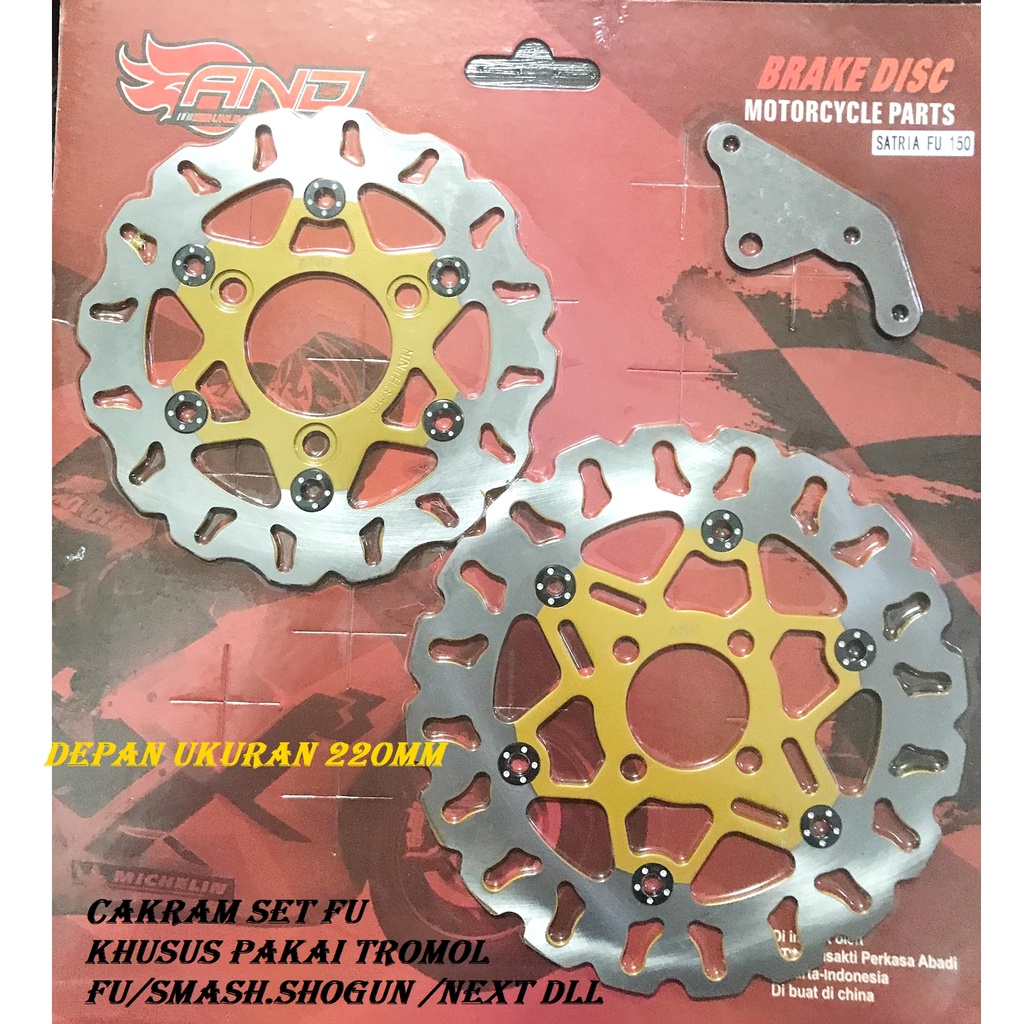 PIRINGAN FU SET DEPAN BELAKANG UKURAN 220MM DEPAN KHUSUS PAKAI TROMOL ZOX FU SMASH SHOGUN DLL