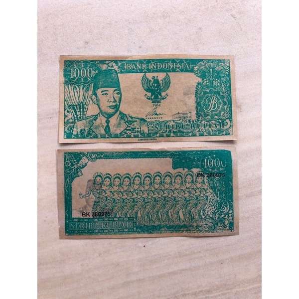 Uang Soekarno Hijau Penari 7 Tahun 1964 Langka 1000 rupiah