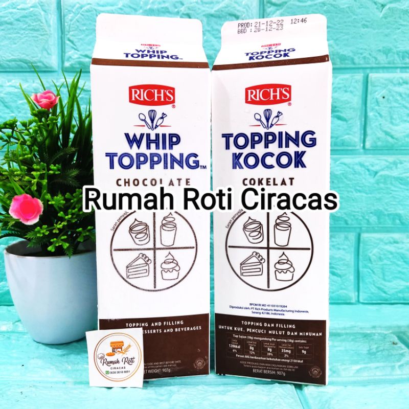 

RICHS WHIP TOPPING KOCOK CHOCOLATE NO DAIRY WHIPPING CREAM CAKE RICH'S