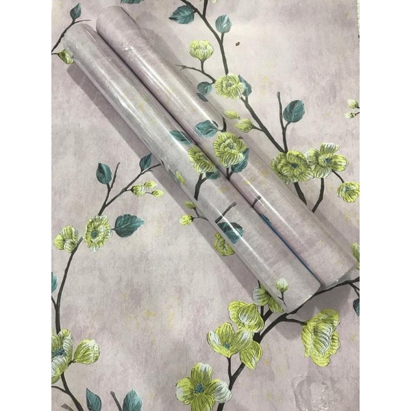 Wallpaper Sticker Dinding Bunga Sakura Jepang Biru 10mx45cm