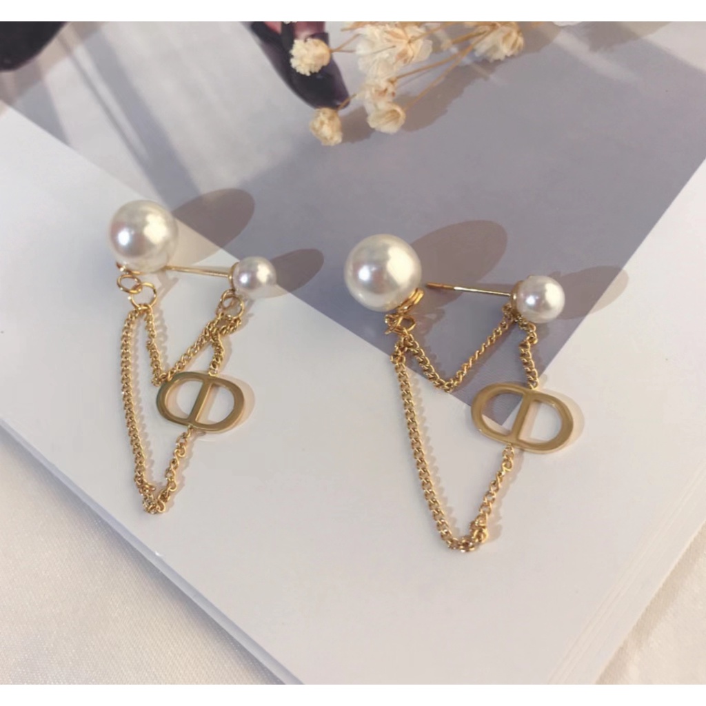 Anting Titanium Permata Mutiara Perhiasan Wanita 1653`