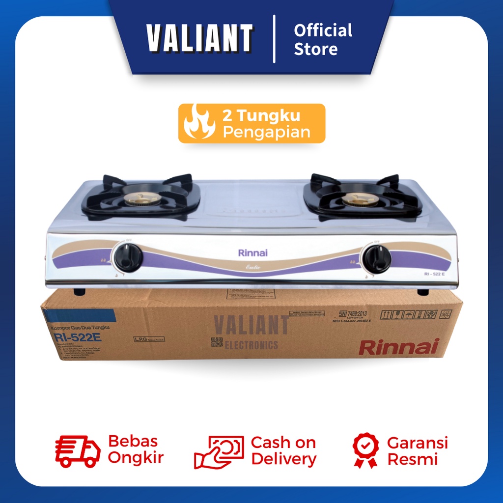 Rinnai Kompor Gas 2 Tungku RI522E / RI 522E / RI 522 E