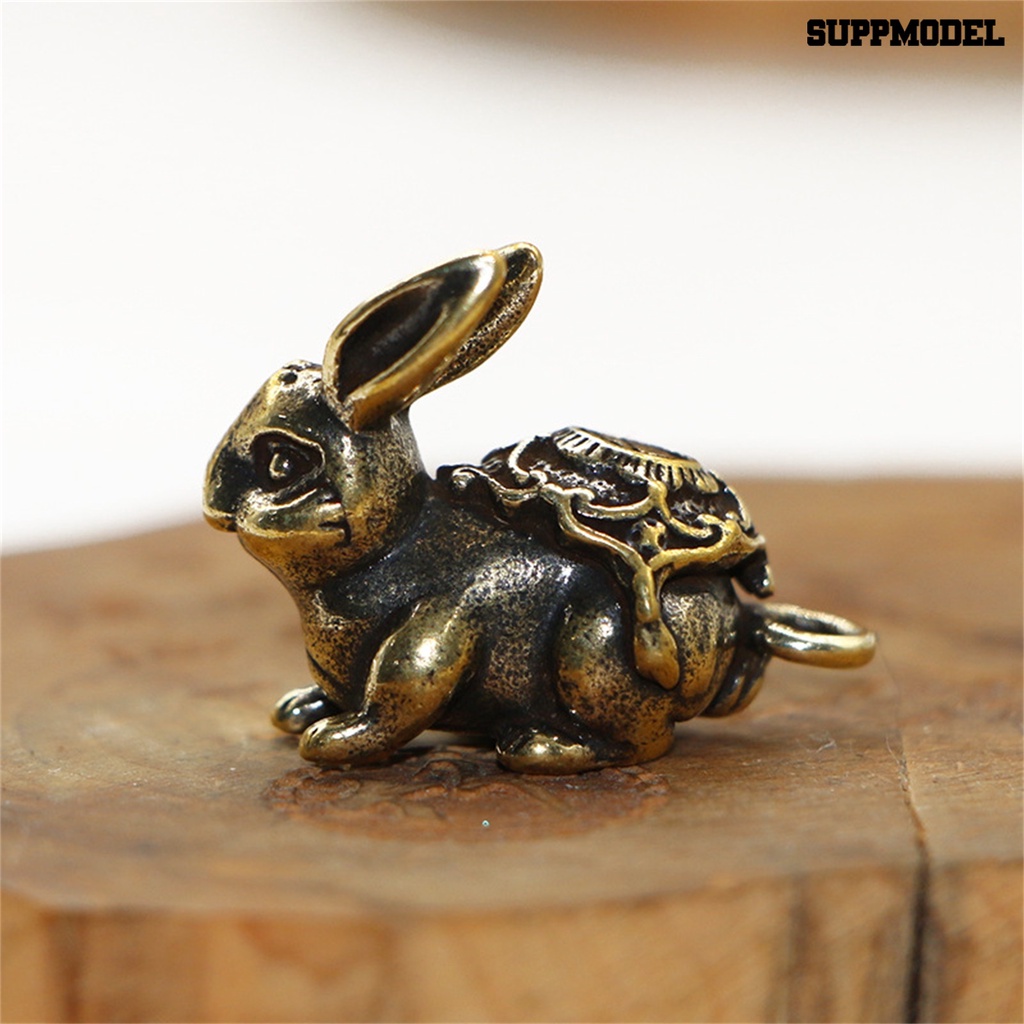[SM] Pesona Kunci Vintage Realistis Kuningan Zodiak Hewan Kelinci Miniatur Gantungan Kunci Liontin Untuk Mobil