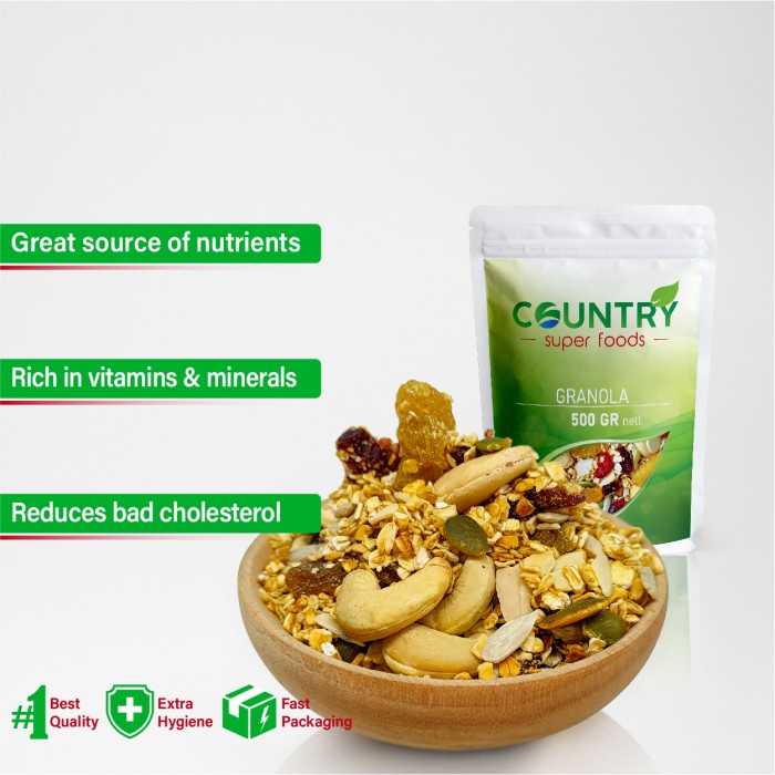 

[BISA COD] Granola | Muesli | Oatmeal, Nuts & Dried fruits mix [ 500 gr ]