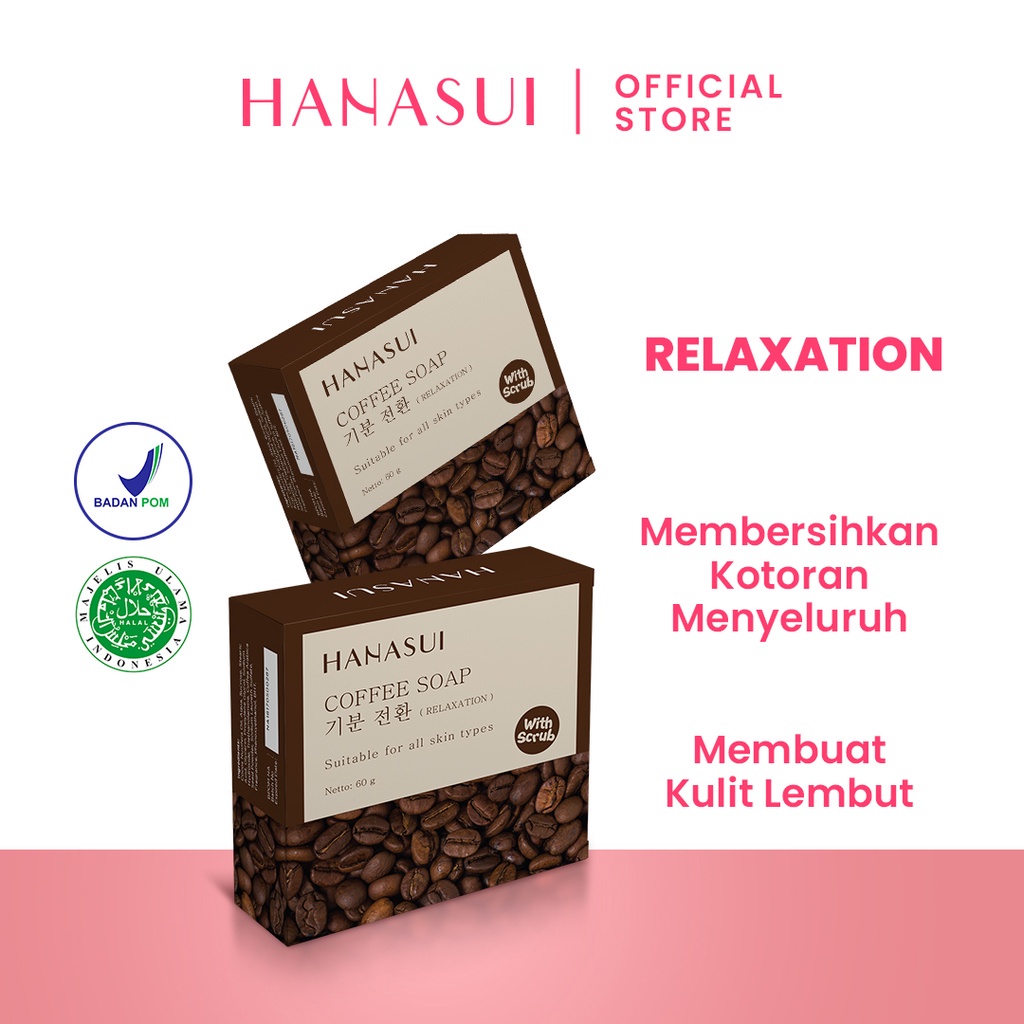 HANASUI BAR SOAP - ALOE VERA - BAMBOO CHARCOAL - COFFEE - WHITE RICE - SABUN MANDI HANASUI MURAH