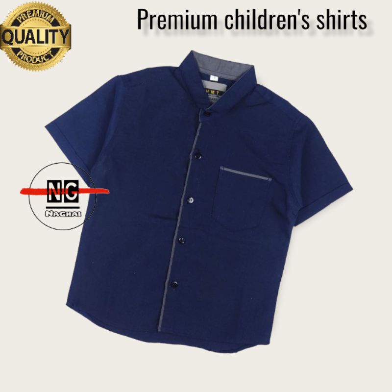 NAGHAI-Kemeja Pendek Anak Laki-Laki Kemeja Pendek Polos Anak Umur 1-10Tahun Kemeja Pendek Anak Bahan Cutton Warna Polos