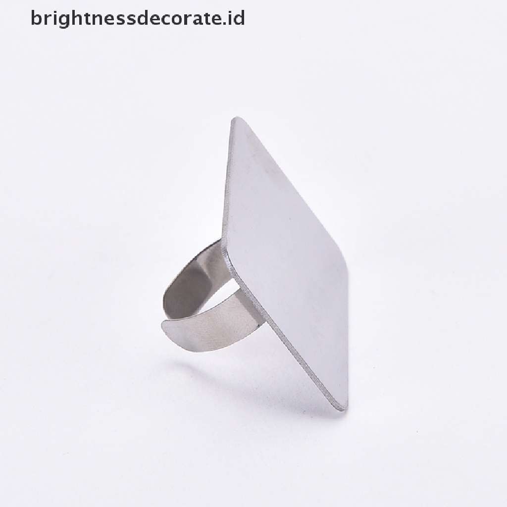 [Birth] Cincin Adjustable Palet Untuk Pondasi Nail Art Pencampuran Makeup Bahan Stainless Steel [ID]