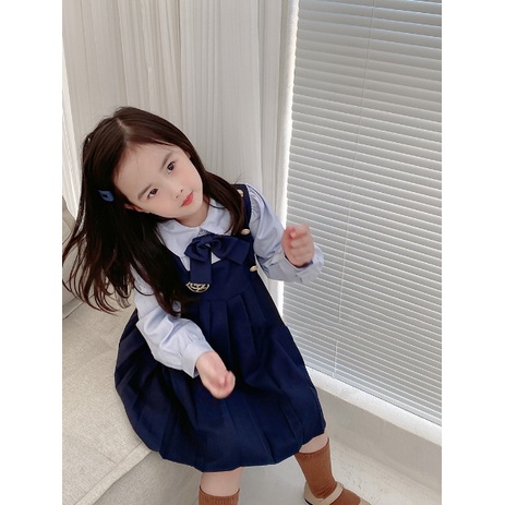 DRESS ANAK DONGKER ROK LIPAT SIZE 100-140 BAHAN BAGUS IMPORT