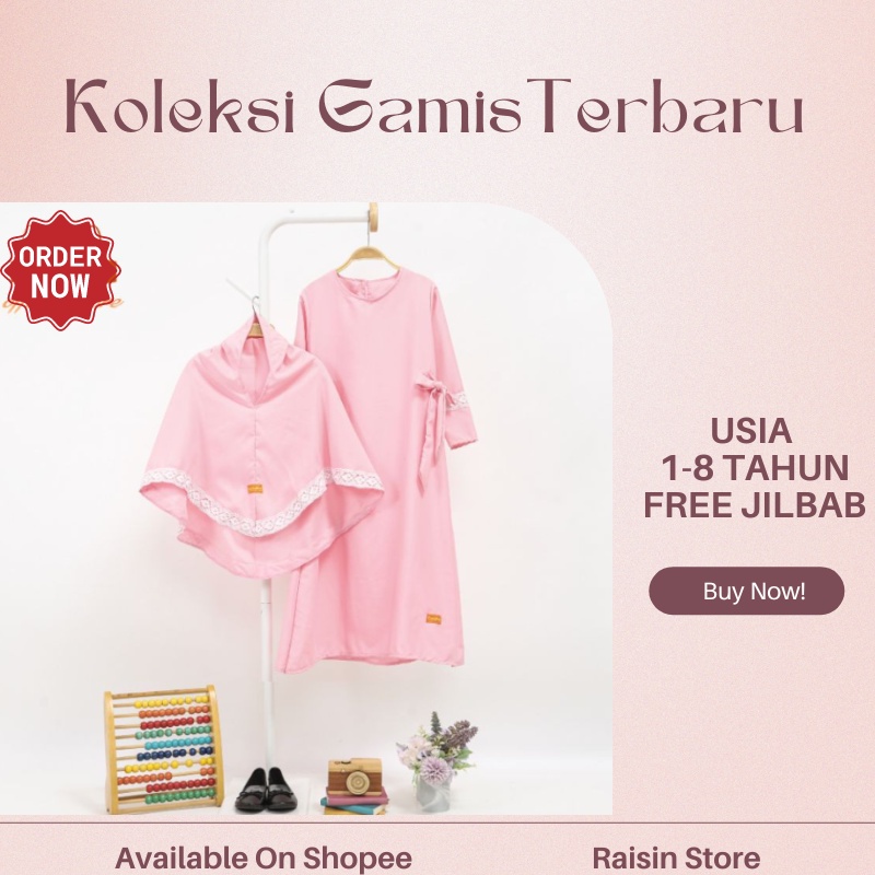 Baju Lebaran Anak Perempuan Gamis Anak Perempuan Syar'i Renda Dayana 1-8 tahun J9K0 Dress Gaun Free 
