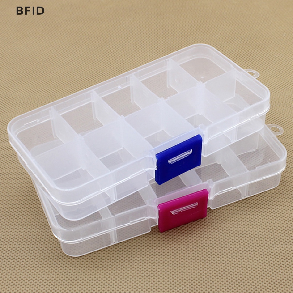 [BFID] 10kisi Kotak Penyimpanan Plastik Transparan Dapat Disesuaikan Untuk Kotak Alat Perhiasan Komponen Kecil Manik Pil Organizer Nail Art Tip Case [ID]