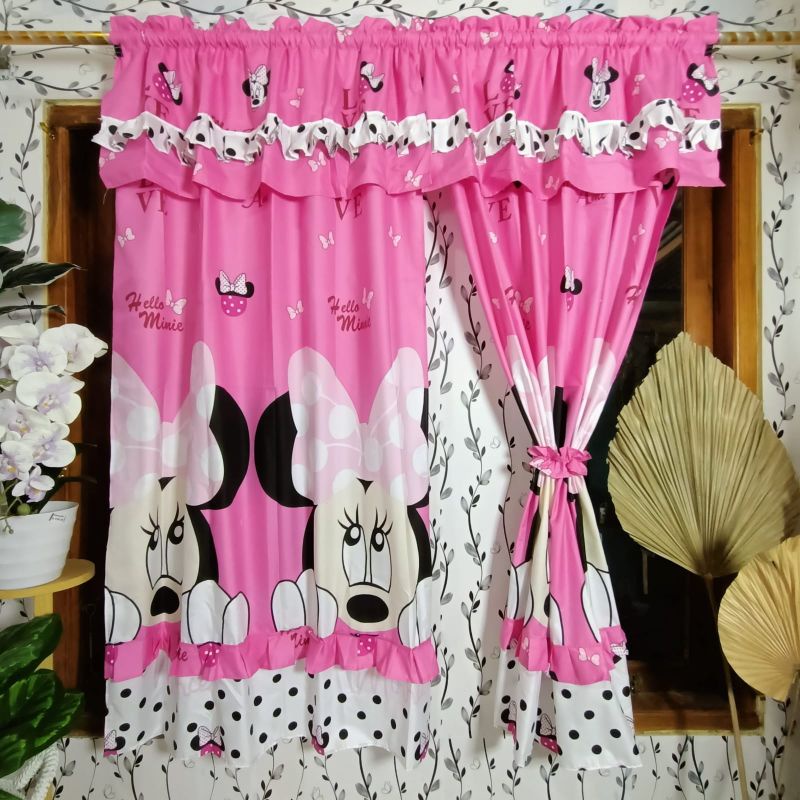 Gorden Couple Motif Mickey Mouse Pink Mini / Korden Smokering Susun / Tirai Serut poni miki mos