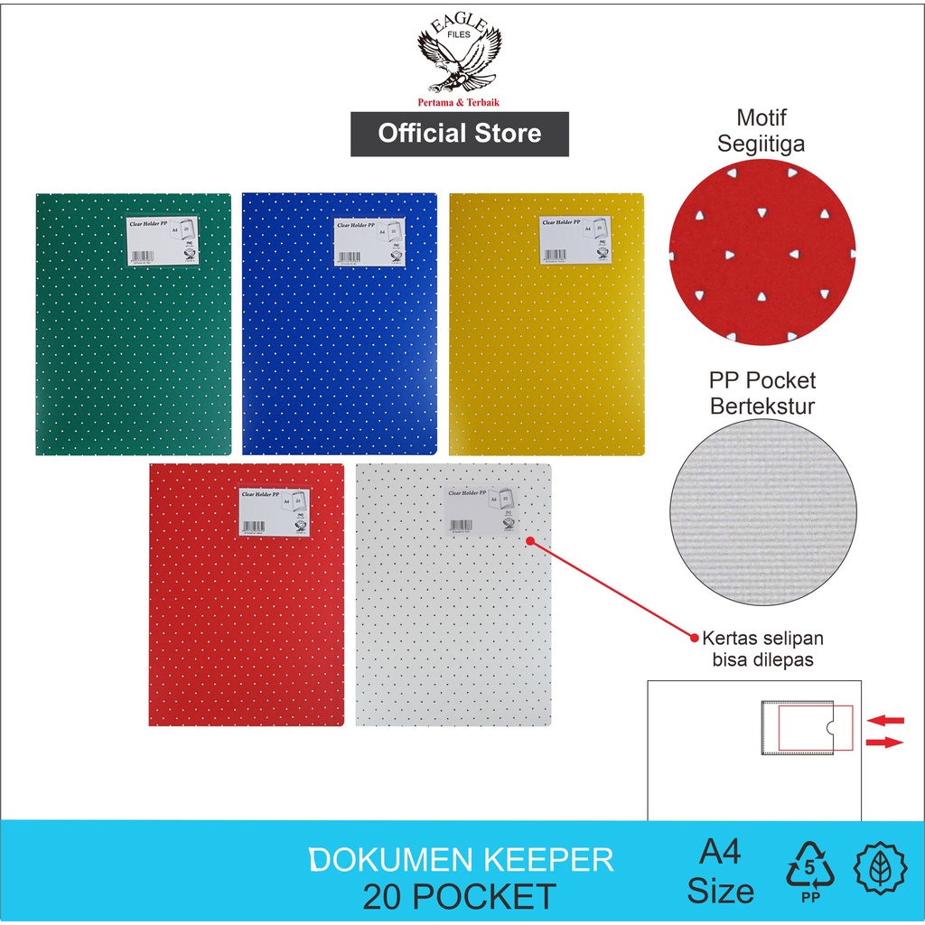 

Dokumen Keeper Clear Holder Display Book Document Keeper EAGLEFiles A4 Motif SEGITIGA isi 20 Pocket