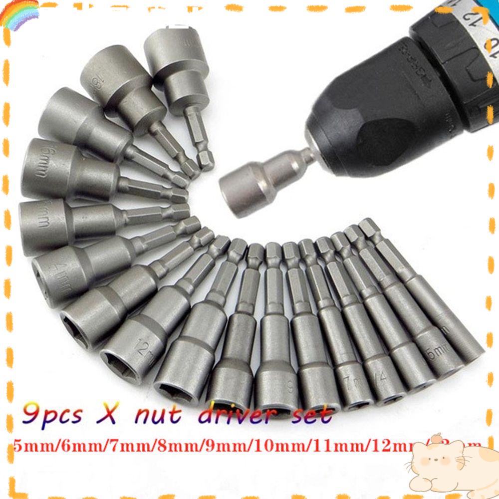 Solighter 9pcs/Set Hex SocketS Sleeve Tools Bits Set Mata Bor Set Driver