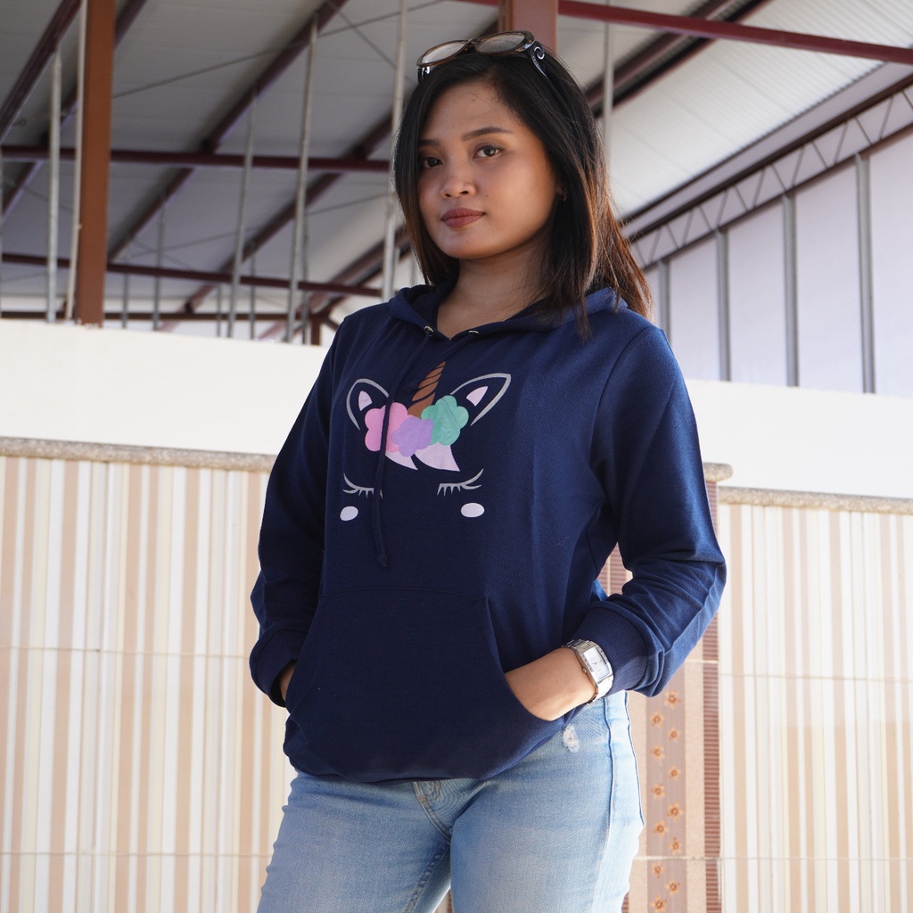 VS - Hoodie Fashion Wanita Unicorn Babyterry Premium