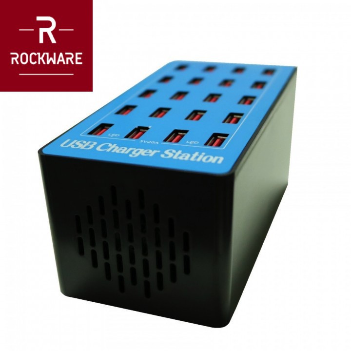 ROCKWARE A5 Plus - USB Wall Smart Charging Station 20 Port 100W 20A