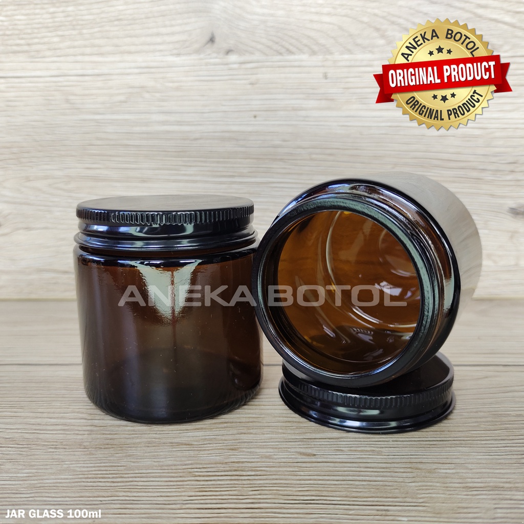 JAR GLASS AMBER 100 ML CANDLE TUTUP PLASTIK HITAM / WADAH KACA LILIN WAX