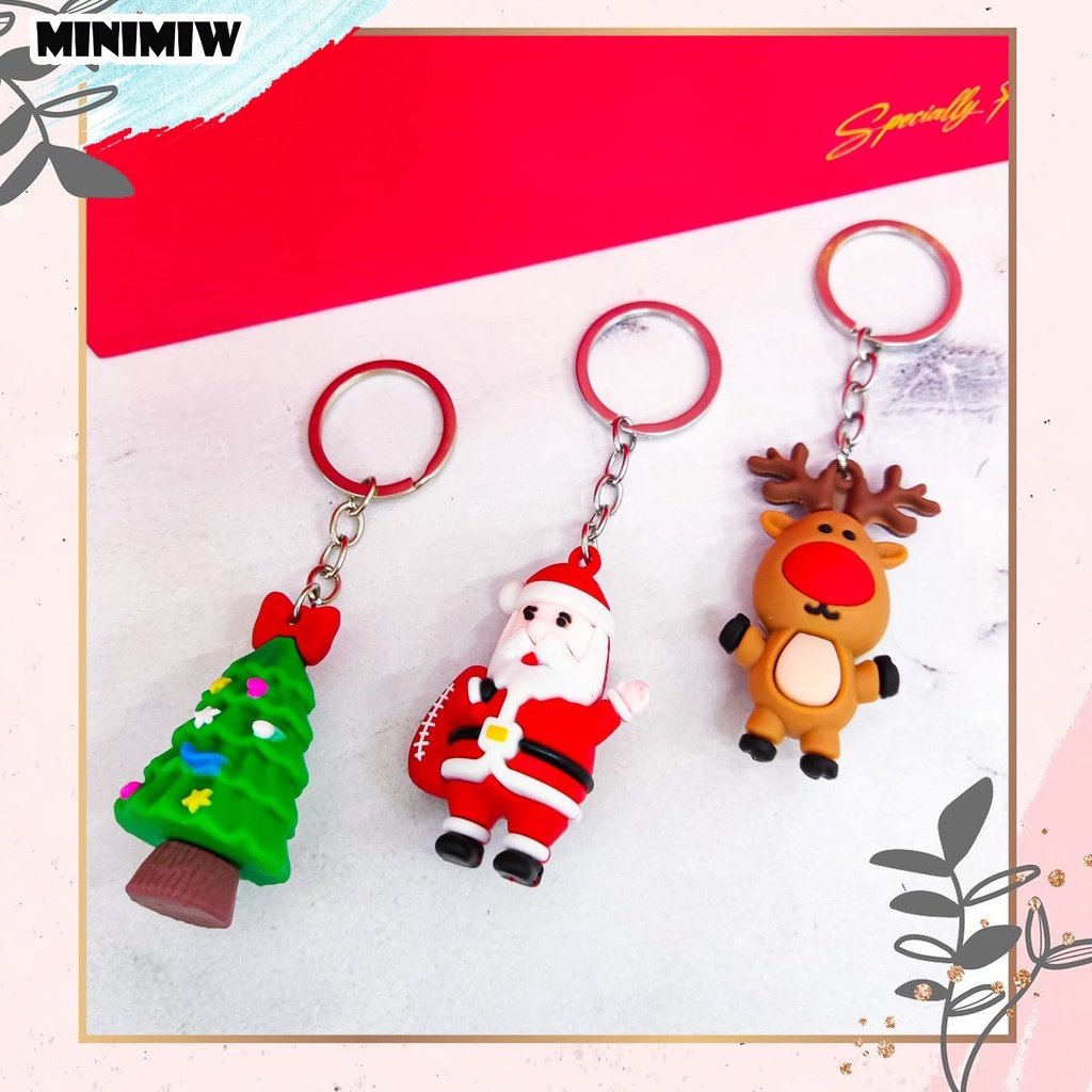 GANTUNGAN KUNCI NATAL CHRISTMAS V1 GANCI KARET KEY CHAIN KEY RING POHON NATAL SANTA CLAUSE RUSA